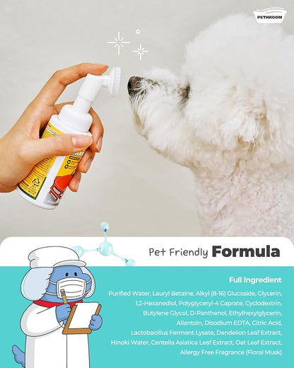 [PETHROOM] CleanPaws Foaming No-Rinse Dog Paw Wash | Quick-Dry, Non-Sticky & Deodorizing | Silicone Bristle Brush | Moisturizing & Hypoallergenic | Waterless Paw Cleaner for Dogs & Cats (2.87 fl oz.)