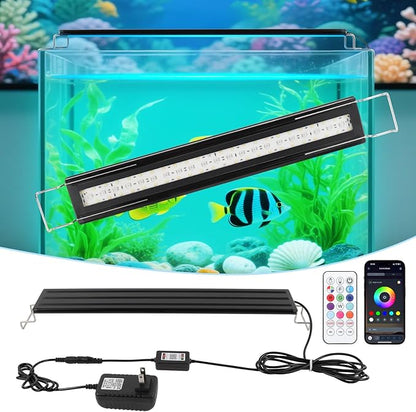 Full Spectrum Aquarium Light：Fish Tank Light with APP & Remote Control for Plants Growth - Fish Lamp for Live Fishes Aquatic Pet Lovers - 24-31 Inch Freshwater Saltwater Aquarium Decor