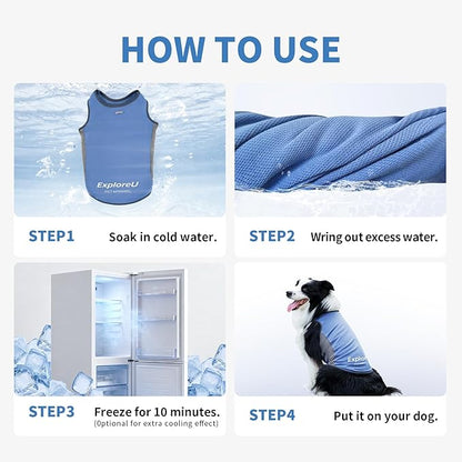 Dog Shirt, Lightweight Breathable Dog Cooling Vest Sun Protection Pet T-Shirts Quick Dry Soft Stretchy Reflective Label Pet Clothes - Small Medium Large Dogs (Water Drop 1PC, Small)