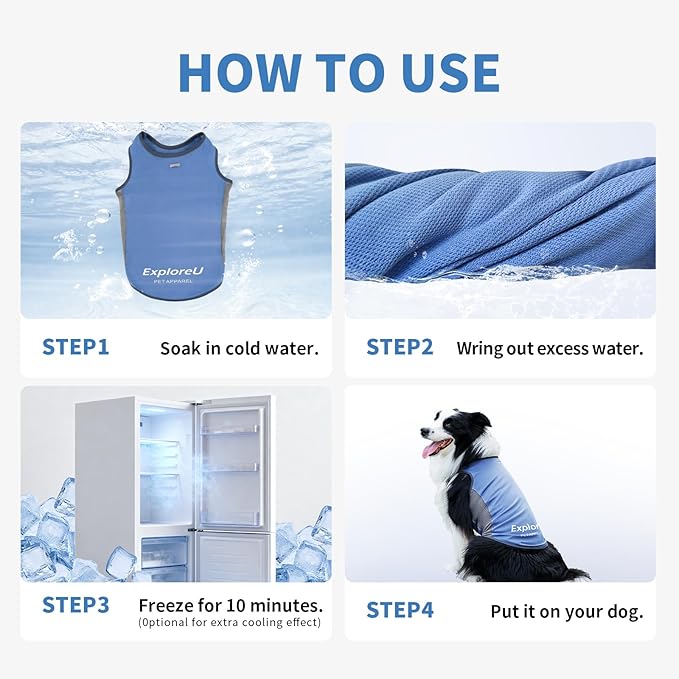 Dog Shirt, Lightweight Breathable Dog Cooling Vest Sun Protection Pet T-Shirts Quick Dry Soft Stretchy Reflective Label Pet Clothes - Small Medium Large Dogs (Water Drop 1PC, Large)