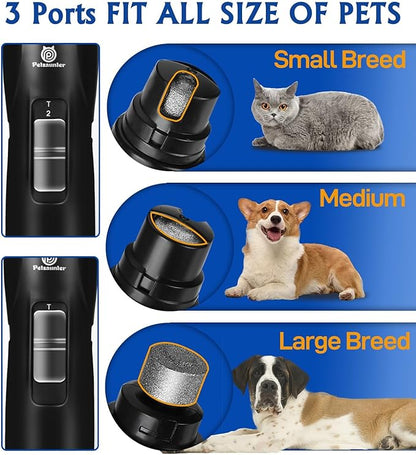 Dog Nail Grinder, Dog Nail Trimmers and Clippers Kit, 2-Speed and LED Light, Powerful Touch-Switch, Quiet and Low-Vibration Pet Nail Trimmers for Large Dogs, Medium, Small Dogs Cats Pets