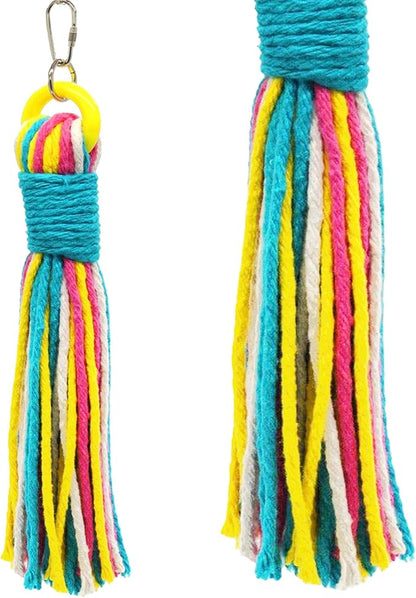 Platinum Tweeter Weave Bird Toys - Perfect Cage Toy for Playing & Preening - Colorful, Safe, Cotton Rope - Birds Cage Playground Accessories & Supplies - Parrot Toys (Large)