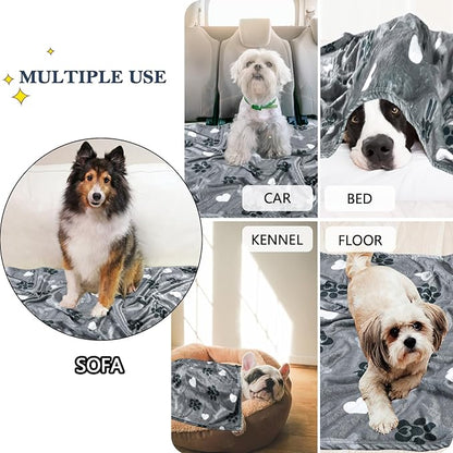 Dog Blanket,Super Soft Fluffy Premium Fleece Pet Puppy Blanket for Large Medium Dog Cat Mat Cover for Bed Couch,Cute Reversible Cow Print, Gray,(41 x 31 Inch)