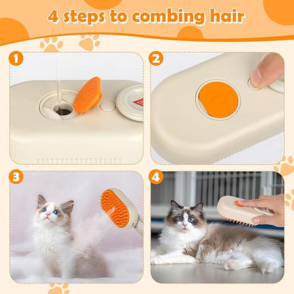 5 in 1 Pet, Cat Grooming & Massage Brush/Comb - Vapour Technology- Rechargeable, Reduce Shedding, Prevent Matting, Enhance hygiene & Bonding, Estblish Best connection with Pet (Coffee)
