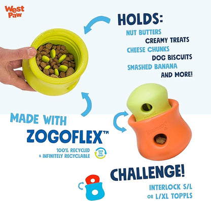 WEST PAW Zogoflex Limited Edition Toppl Treat Dispensing Dog Toy Puzzle  Interactive Chew Toys for Dogs  Dog Toy for Moderate Chewers, Fetch, Catch  Holds Kibble, Treats, Large 4", Bubblegum