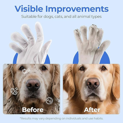 Pet Cleaning Glove Wipes for Dogs & Cats, Hypoallergenic Deodorizing Disposable No-Rinse Grooming Wipes, Wipes, Perfect for Pet Dry Cleaning, Daily Care and Travel, Coconut Scent, 48 pcs