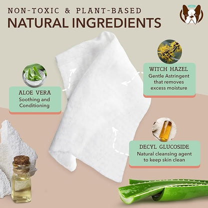 Natural Dog Company Grooming Wipes with Aloe Vera, Cleanses, Soothes, & Deodorizes, Fragrance Free, Hypoallergenic, Biodegradable Wipes - Dog Wipes for Ear, Paws, Face and Butt Wipes (200 Wipes)