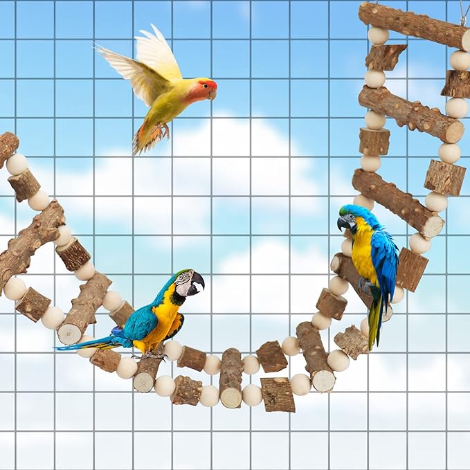 Bird Parrot Ladder Bridge Toy, Bird Swing Toy, Natural Pepper Wood Hanging Pet Chewing Toy, Rat Hamster Climbing Toys, Bird Cage Accessories, Suitable for Bird Parrot Rat Squirrel Sugar Gliders