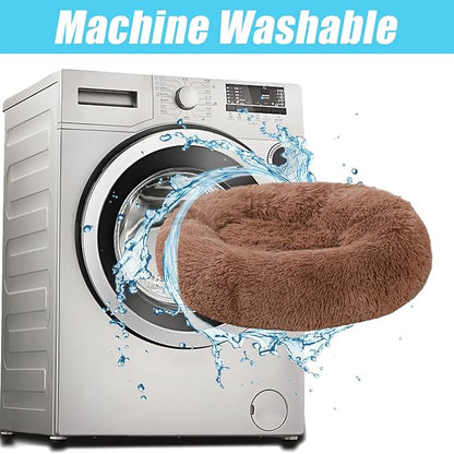 HYQ Small Dog Bed, Pet Beds for Small Dogs, Cat Beds for Indoor Cats, Fluffy Faux Fur Plush Small Dog Bed, Washable Puppy Bed with Anti-Slip Bottom, Dog Bed Small Size Dog (Khaki, 24 Inch)