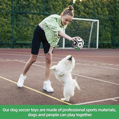 QDAN Dog Toys Soccer Ball with Straps, Interactive Dog Toys for Tug of War, Puppy Birthday Gifts, Dog Tug Toy, Dog Water Toy, Durable Dog Balls World Cup for Small Dogs（5 Inch）