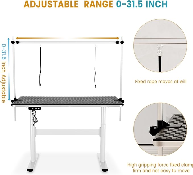 Electric Dog Grooming Table, 46" Heavy Duty Pet Grooming Table w/Table Top & Overhead Arm Height Stepless Adjustable