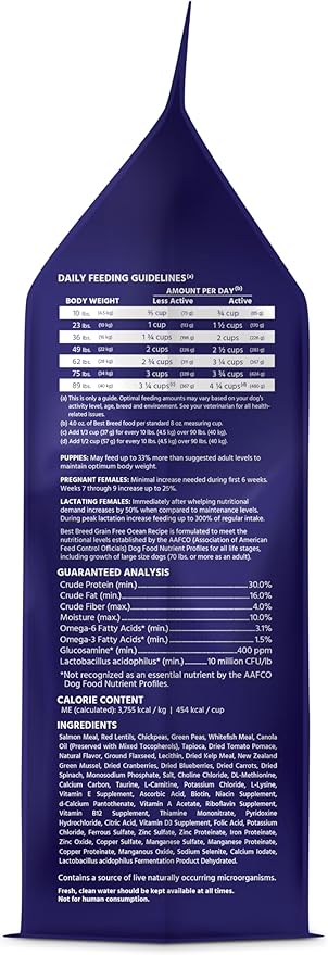 Best Breed Dr. Gary's Grain Free Ocean Recipe Slow-Cooked in USA, Natural Dry Dog Food for All Breeds and Sizes, 4lbs.