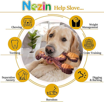 NEZIN Indestructible Dog Toys for Aggressive Chewers, Real Beef Flavored, Extreme Tough Dog Chew Toys for Large Medium Breed, Interactive Dog Toys, Gift for Dogs
