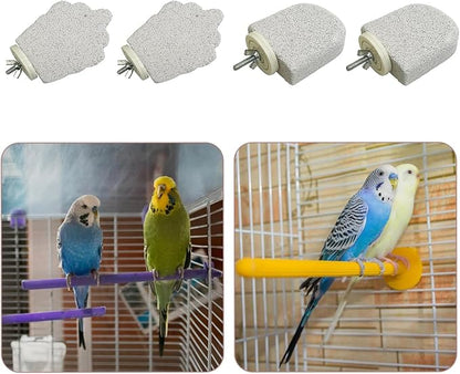 4Pcs Bird Beak Grinding Stone, Bird Perches Calcium Parrot Perch Stand Parrot Teeth Mouth Molar Cage Accessories Platform Paw Grinding Sticks Jumping Stand for Budgie Cockatiel Conure Finch