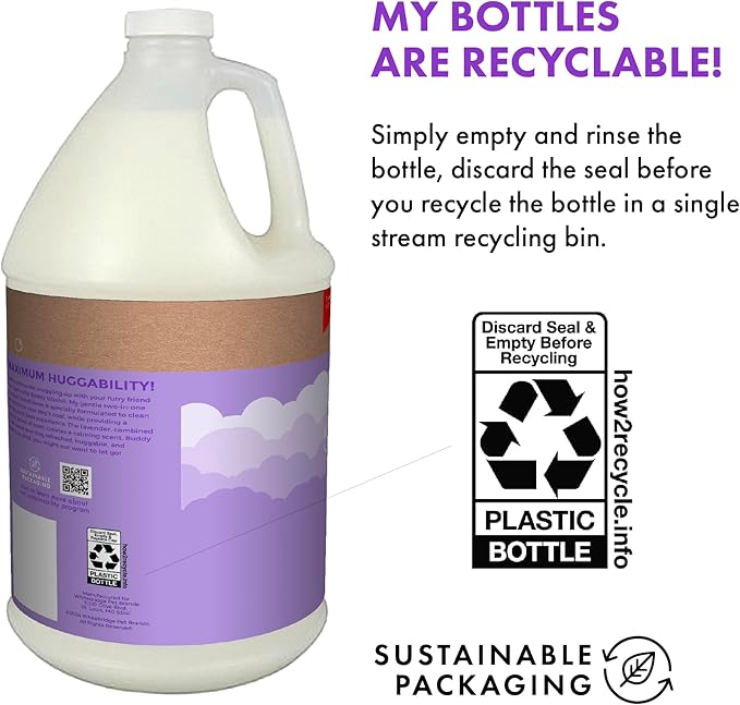 Buddy Wash 2-in-1 Dog Shampoo and Conditioner for Dog Grooming, Lavender & Mint, 1 gal. Bottle