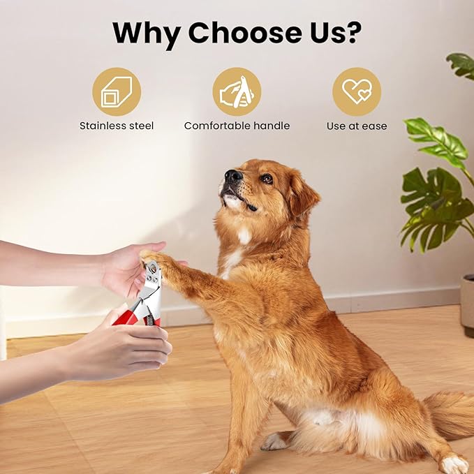 PETTOM Dog Cat Nail Clipper Professional Pet Claw Trimmer Stainless Steel Pet Toes Cutter Grooming Tool for Small Medium Dogs Cats (Guillotine Nail Clipper) Red