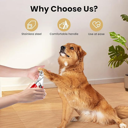 PETTOM Dog Cat Nail Clipper Professional Pet Claw Trimmer Stainless Steel Pet Toes Cutter Grooming Tool for Small Medium Dogs Cats (Guillotine Nail Clipper) Red