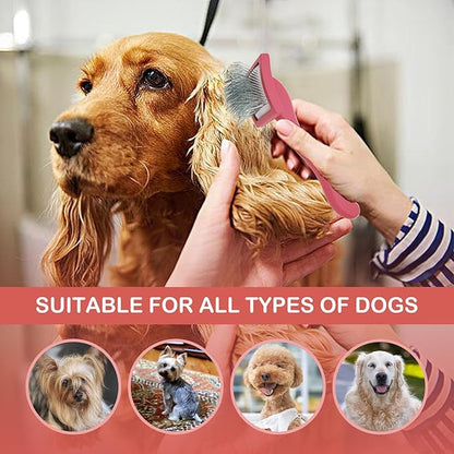 Dog Slicker Brush for Goldendoodles & Golden Doodle Brush for Grooming Kit - Dog Brush for Goldendoodle, Labradoodle, Poodles - Pet Hair Brush for Short & Medium Haired Dogs -Small (Red)