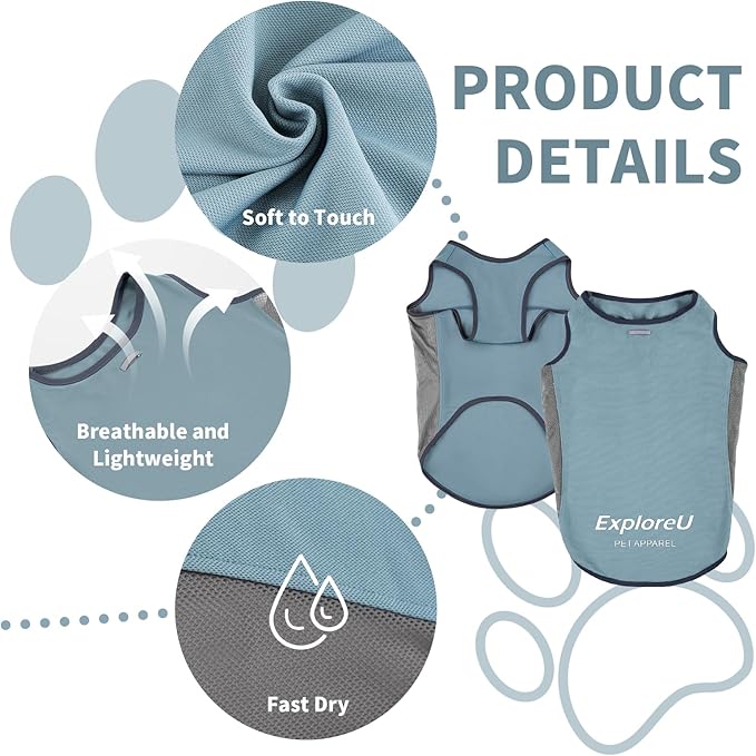 Dog Shirt, Lightweight Breathable Dog Cooling Vest Sun Protection Pet T-Shirts Quick Dry Soft Stretchy Reflective Label Pet Clothes - Small Medium Large Dogs (Misty Glade 1PC, Small)
