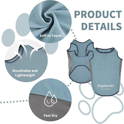 Dog Shirt, Lightweight Breathable Dog Cooling Vest Sun Protection Pet T-Shirts Quick Dry Soft Stretchy Reflective Label Pet Clothes - Small Medium Large Dogs (Misty Glade 1PC, Large)