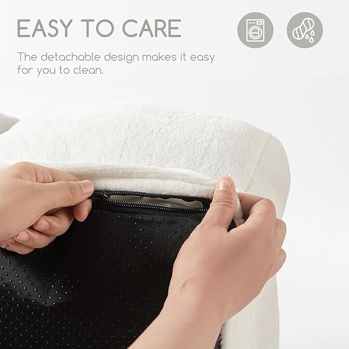 Hollypet Fluffy Plush Pet Cat Couch Soft Calming Pet Sofa Beds for Medium Small Cats and Dogs, White