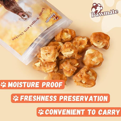 Chicken Wrapped Banana Slices Dog Treats Small Dogs, Healthy Rawhide-Free Low Fat Soft Training Snacks Chews with Taurine