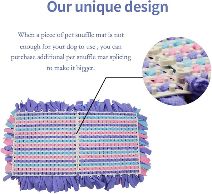 Pet Snuffle Mat for Dogs, Dog Feeding Mat, Nosework Training Mats for Foraging Instinct Interactive Puzzle Toys (Pink&Purple&Blue)