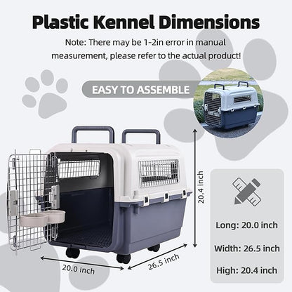 Plastic Kennels, Plastic Dog Crate, Airline Approved Pet Carrier for Dogs and Cats Longer Traveling, M
