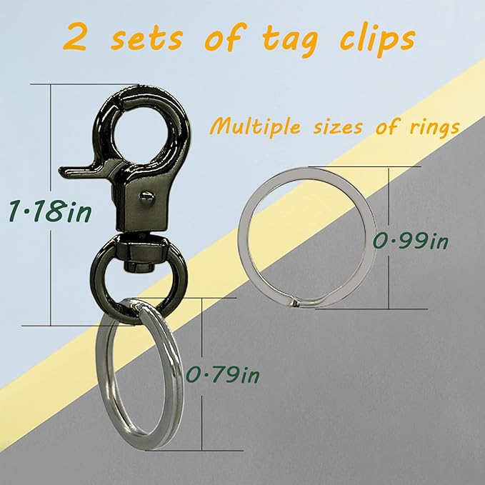 Dog Tag Clips 2 Pack Easy Change for Pet ID Tag Quick Clips Small Medium Large Dogs and Cats Collars|Black|