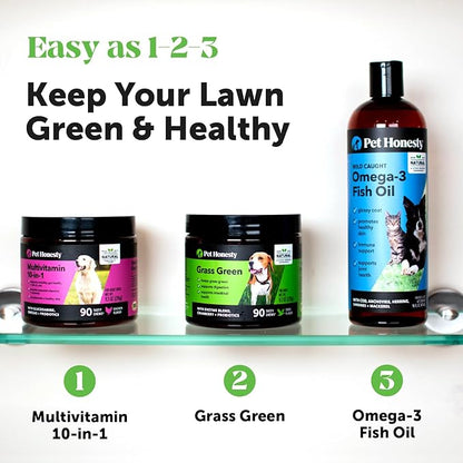 Pet Honesty Grass Green - Pee Grass Spot Saver Caused by Dog Urine, Gut Health Probiotics, Dog Urine Neutralizer for Lawn, Grass Burn Spot Chews, Cranberry, Apple Cider Vinegar, Dog Rocks (Duck 90 ct)