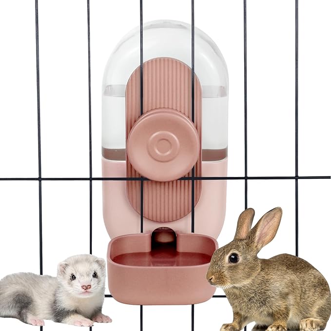28oz Hanging Automatic Water Dispenserï¼_abbit Water Bottle,Bunny Guinea Pig Ferret Water Bowl for Cage,Suitable for Small Animal Puppies(Cage Grid Spacing Over 1.2'')