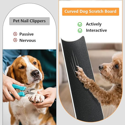Dog Scratch Pad for Nails, U-Shaped Dog Scratch Board with 4 Sticky Sandpapers, Plastic Durable Dogs Nail File Toy, Shortened Dog_ Side Nails Easily for Small and Medium Dogs, Cats (M)