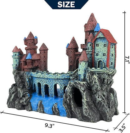 Aquarium Castle Decoration for Fish Tank Castle Cave Hideouts House Plants Supplies Accessories Safe for Freshwater and Saltwater Fish Tanks – Medium (Brown)