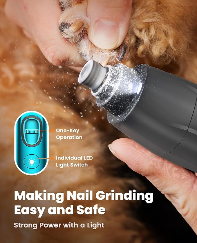 oneisall Quiet Dog Clippers for Grooming, LED Light Dog Paw Trimmer Dog Nail Grinder, Rechargeable 2000mAh Dog Grooming Clippers Cordless Dog Hair Trimmer Electric Dog Trimmer for Paw, Nail, Body