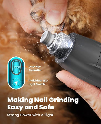 oneisall Quiet Dog Clippers for Grooming, LED Light Dog Paw Trimmer Dog Nail Grinder, Rechargeable 2000mAh Dog Grooming Clippers Cordless Dog Hair Trimmer Electric Dog Trimmer for Paw, Nail, Body