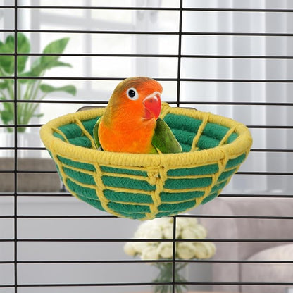 Hypeety Handmade Coton Rope Bird Breeding Nest Hatch House Bird Nest Cage for Small Parrots Budgie Parakeet Cockatiel Parakeet Conure Canary Finch Lovebird (Green)