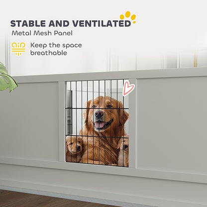 PawHut Whelping Box for Dogs and Puppies, Dog Whelping Box with Waterproof Pee Pad, Adjustable Height Door, for Large Dogs Indoor Use, 96" x 47" x 19"