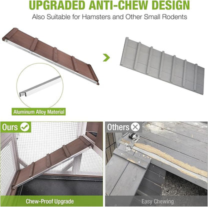 Gutinneen 2-Story Rabbit Hutch with Chew-Proof Ramp & Leak-Proof Trays - Indoor/Outdoor 39.3" Wooden Rabbit Cage with Wheels for Rabbits, Guinea Pigs