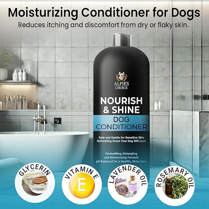 Dog Conditioner for Itchy Skin & Detangling  Calming & Moisturizing Formula with Lavender, Rosemary & Vitamin E  Softens Coat & Eases Brushing  Hypoallergenic  16 fl oz