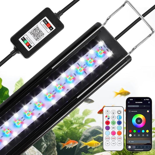 Full Spectrum Aquarium Light：Fish Tank Light with APP & Remote Control for Live Fishes Aquatic Pet Lovers - Timer Fish Tank Lights for 18-24 Inch Freshwater Saltwater Aquarium