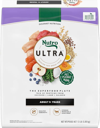 Nutro Ultra Adult Dry Dog Food with a Trio of Proteins from Chicken, Lamb and Salmon, 13 lb Bag