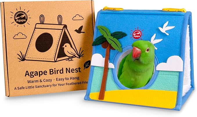 Agape Bird Nest for Bird Cages, Warm Plush Bed for Small, Medium & Large Parrots, Hanging Hammock for Parakeet, Budgie, Cockatiel, Lovebird, Conure, Bird Cage Accessories