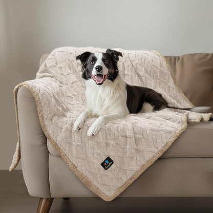 Waterproof Pet Blanket, Liquid Pee Proof Dog Blankets for Sofa Bed Couch, Reversible Sherpa Fleece Furniture Protector Cover for Small Medium Large Dogs Cats,Beige-Thicken Smallï¼40" x 28"ï¼