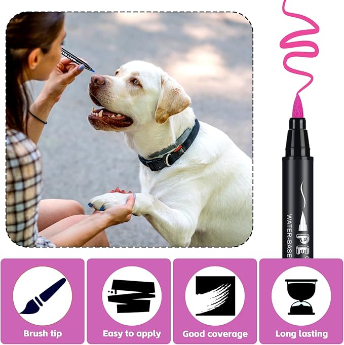 Dog Nail Polish, Dog Birthday Gift, 18 Colors Dog Nail Polish Pen Quick Dry, Safe for Dogs, Non-Toxic, Odorless, Easy to Apply with Brush Tip, Pet Nail Decoration, Gifts for Dog Lovers