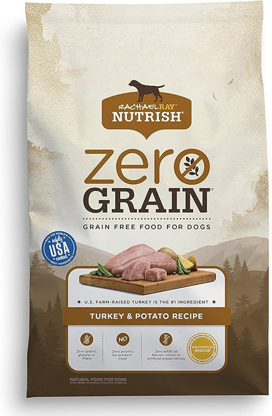 Rachael Ray Nutrish Zero Grain Natural Dry Dog Food, Turkey & Potato Recipe, 6 Pounds, Grain Free