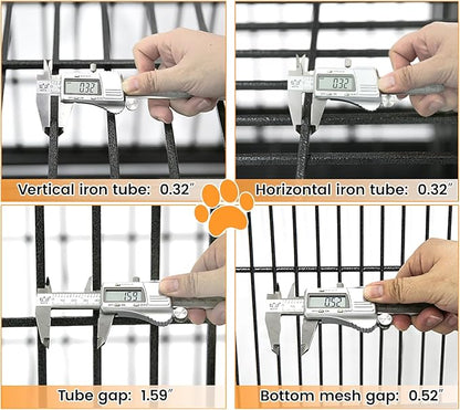 Homey Pet 37 inch Stackable Heavy Duty Dog Crate, Indestructible Escape Proof Dogs Cage Kennel with Lockable Wheels, Removable Tray & Metal Grid, Double Doors for High Anxiety Medium/Small Dogs