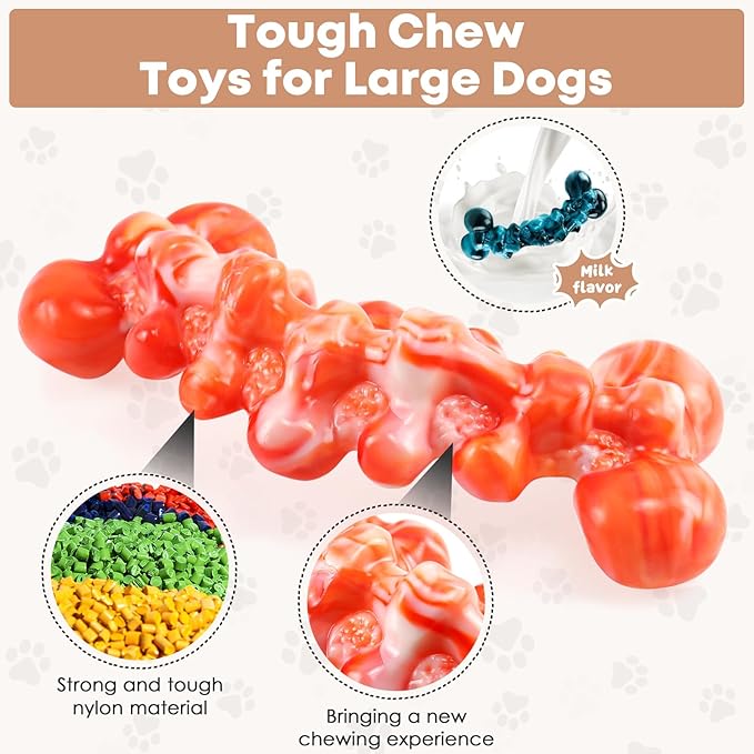 Large Dog Chew Toys: 2 Pack Dog Toys for Aggressive Chewers - Super Chewer Dog Toys for Large Dogs - Tough Dog Chew Toys - Indestructible Dog Toys for Medium, Large Dogs