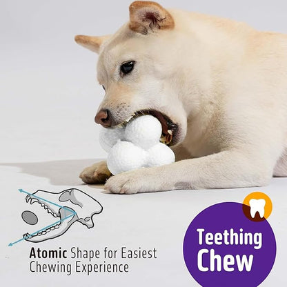 Durable Dog Chew Balls for Aggressive Chewers - Atom Teething Toys for Puppies, Medium and Large Dogs - 3 Pack