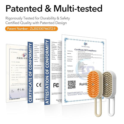 Gen 2 3-in-1 Cat Steam Brush for Shedding, Pet Hair Removal Water Comb, Spray Cat Grooming Brush for indoor Haired Cats, Dogs, Rabbits (Beige)