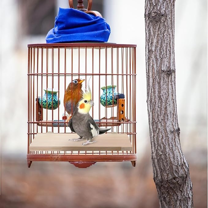3 Pack Bird Perch Stand, Parrot Wood Platform, Natural Wooden Perch Toys Playground Cage for Conure, Chinchilla, Parakeet, Budgie, Cockatiel